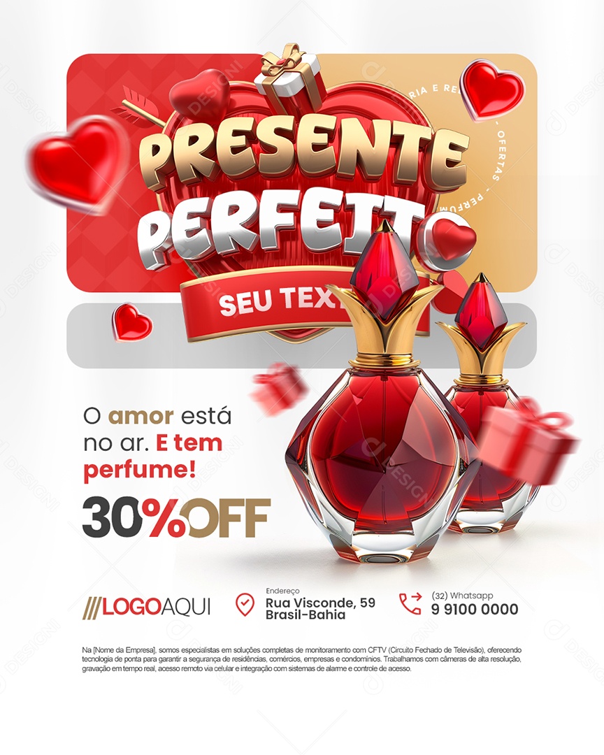 Presente Perfeito Dia dos Namorados O Amor Está no Ar e Tem Perfume Social Media PSD Editável