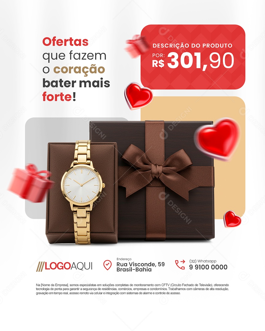 Presente Perfeito Dia dos Namorados Ofertas Relógios Social Media PSD Editável