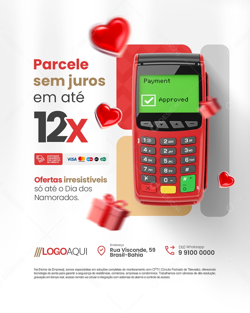 Presente Perfeito Dia dos Namorados Parcele Sem Juros Social Media PSD Editável