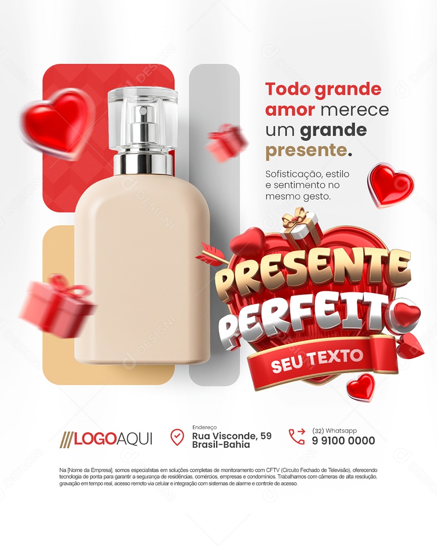 Presente Perfeito Dia dos Namorados Perfumaria Todo Grande Amor Social Media PSD Editável