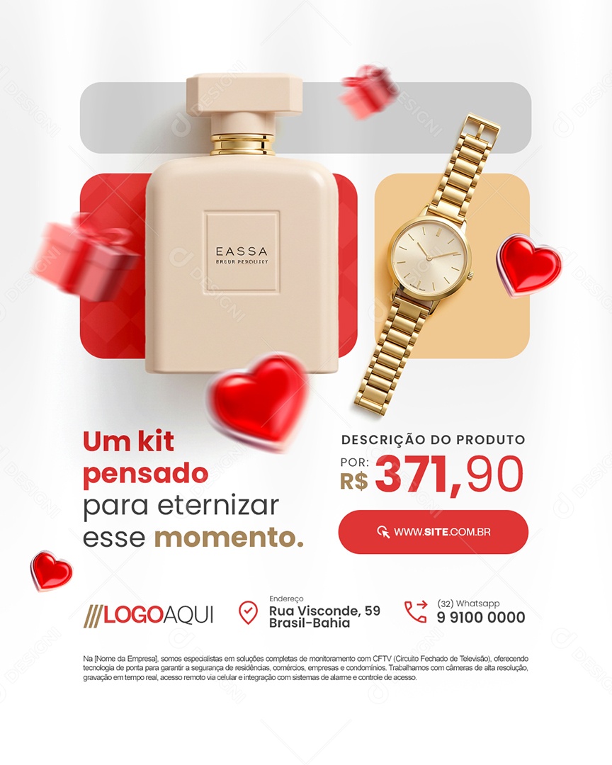 Presente Perfeito Dia dos Namorados Um Kit Pensado Perfume e Relógio Social Media PSD Editável