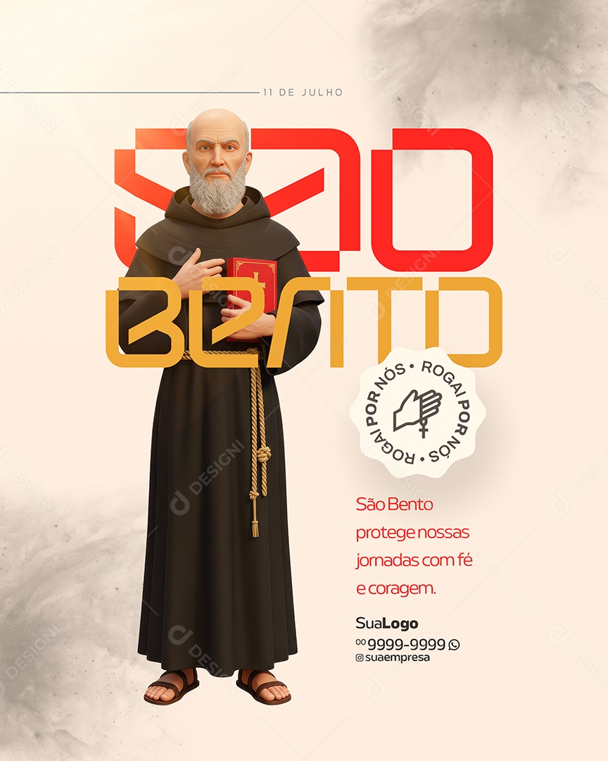 Dia de São Bento 11 de Julho Social Media PSD Editável