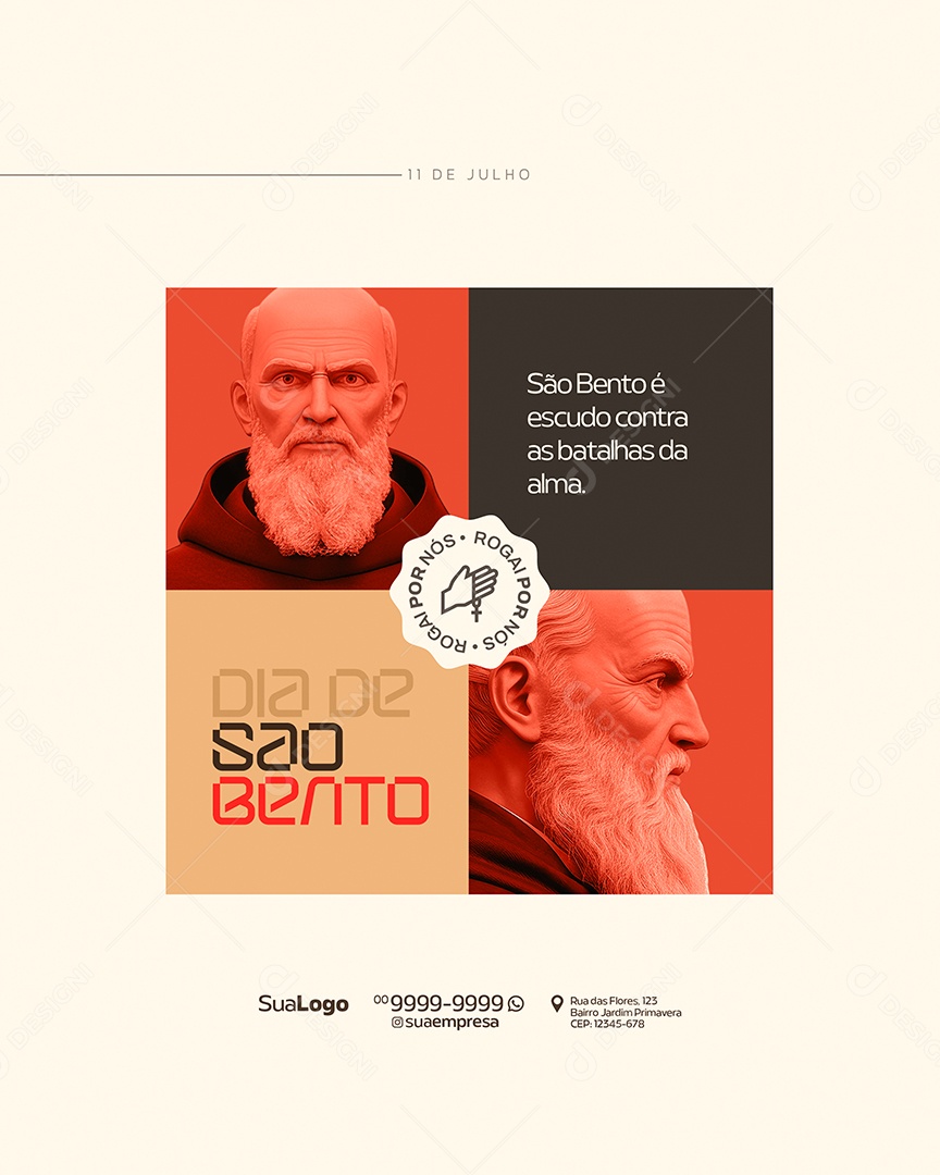 Dia de São Bento 11 de Julho Social Media PSD Editável