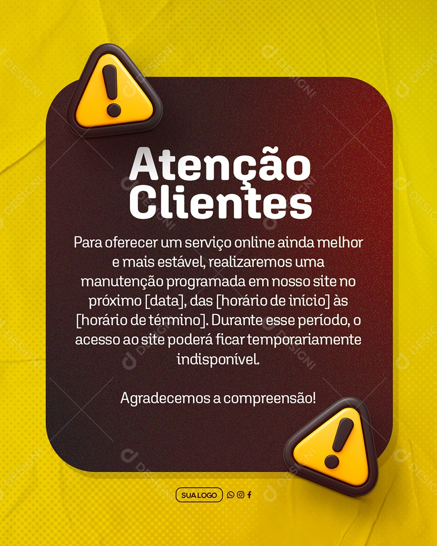 Comunicado Atenção Social Media PSD Editável