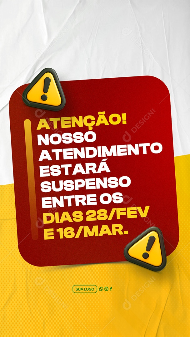 Story Comunicado Atenção Social Media PSD Editável