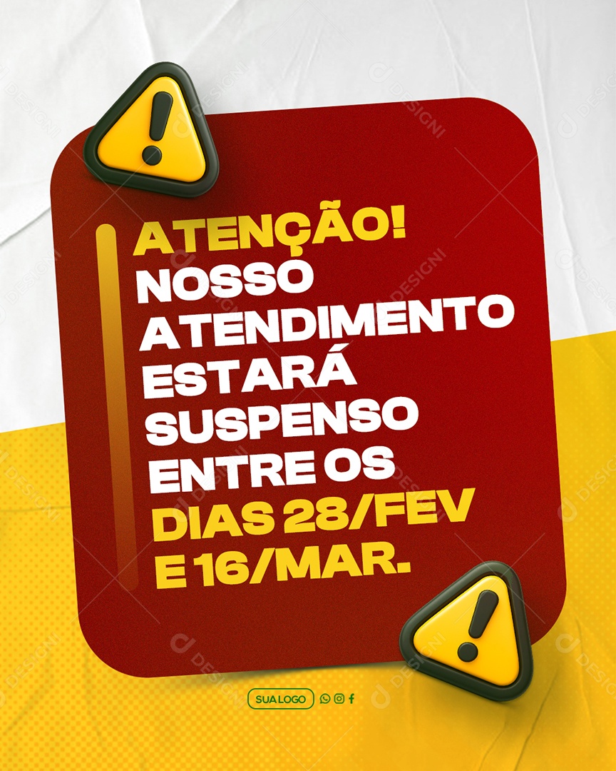 Comunicado Atenção Social Media PSD Editável