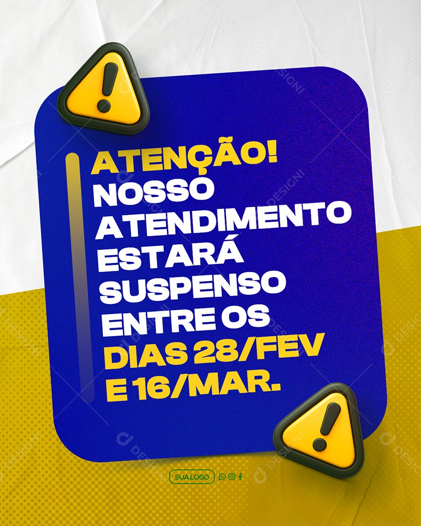 Comunicado Atenção Social Media PSD Editável