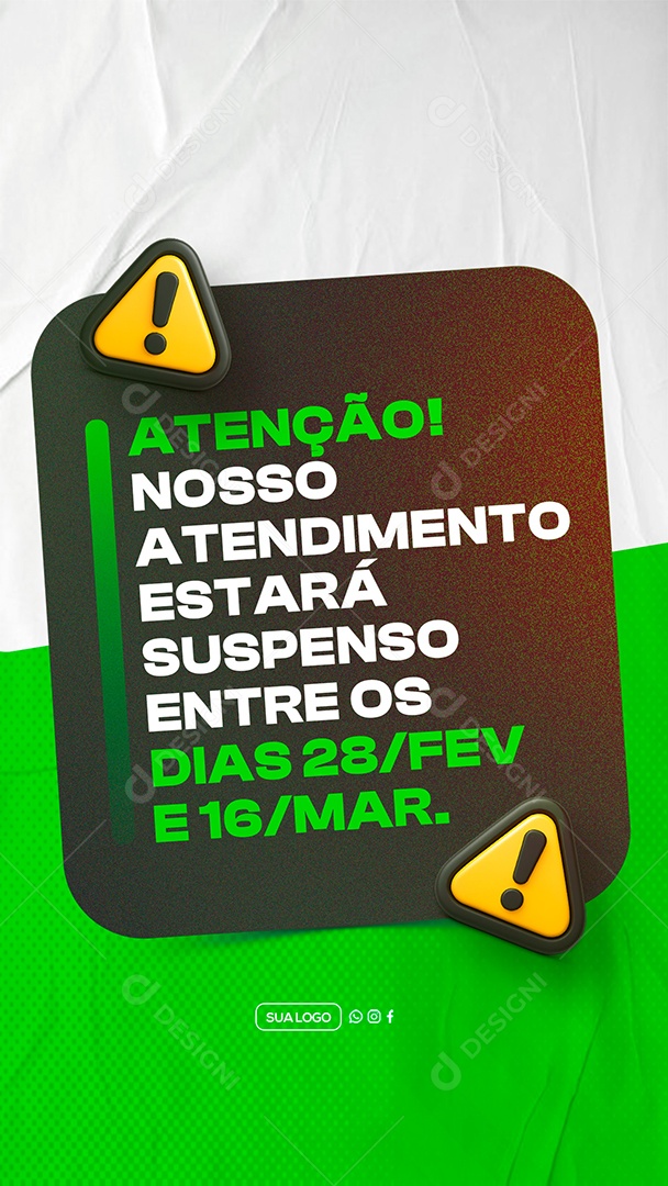 Story Comunicado Atenção Social Media PSD Editável