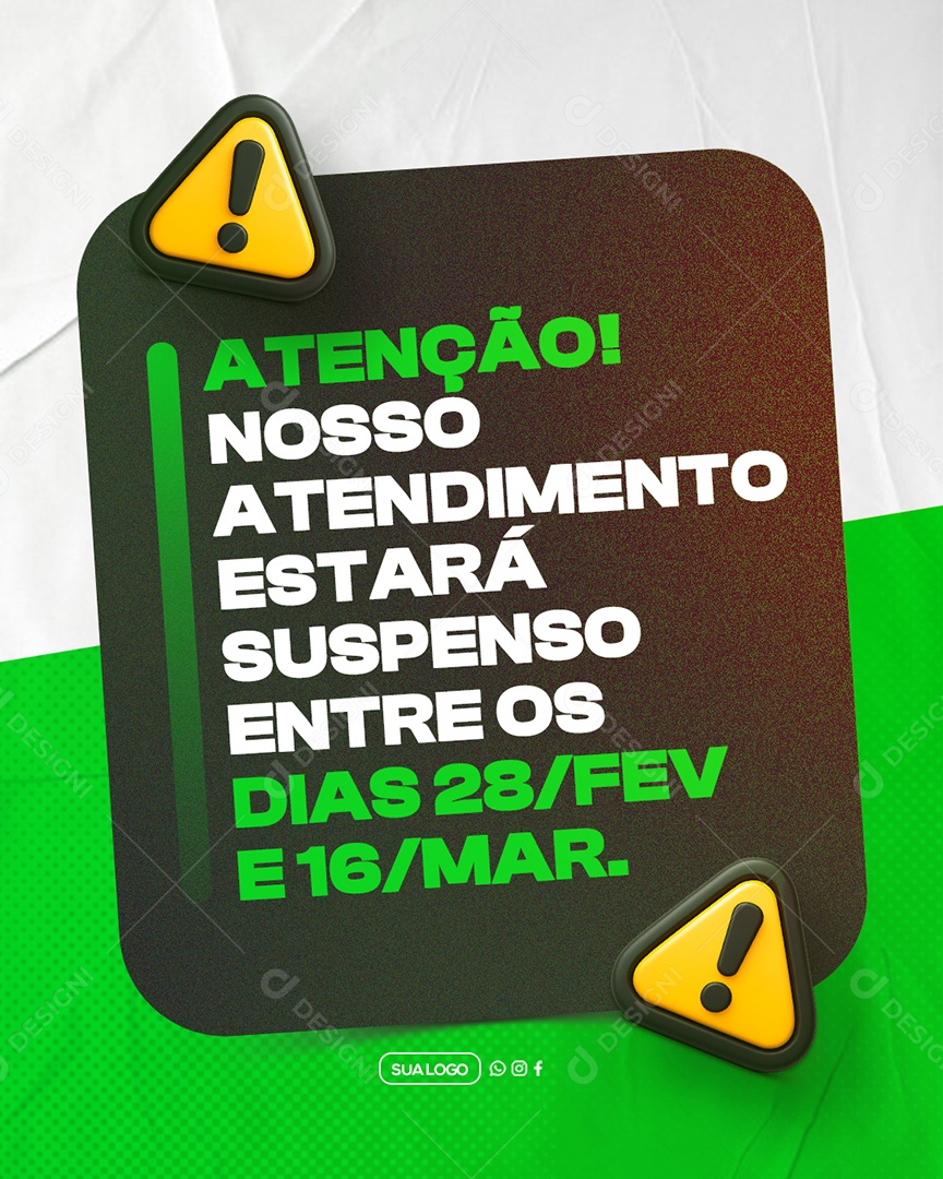 Comunicado Atenção Social Media PSD Editável