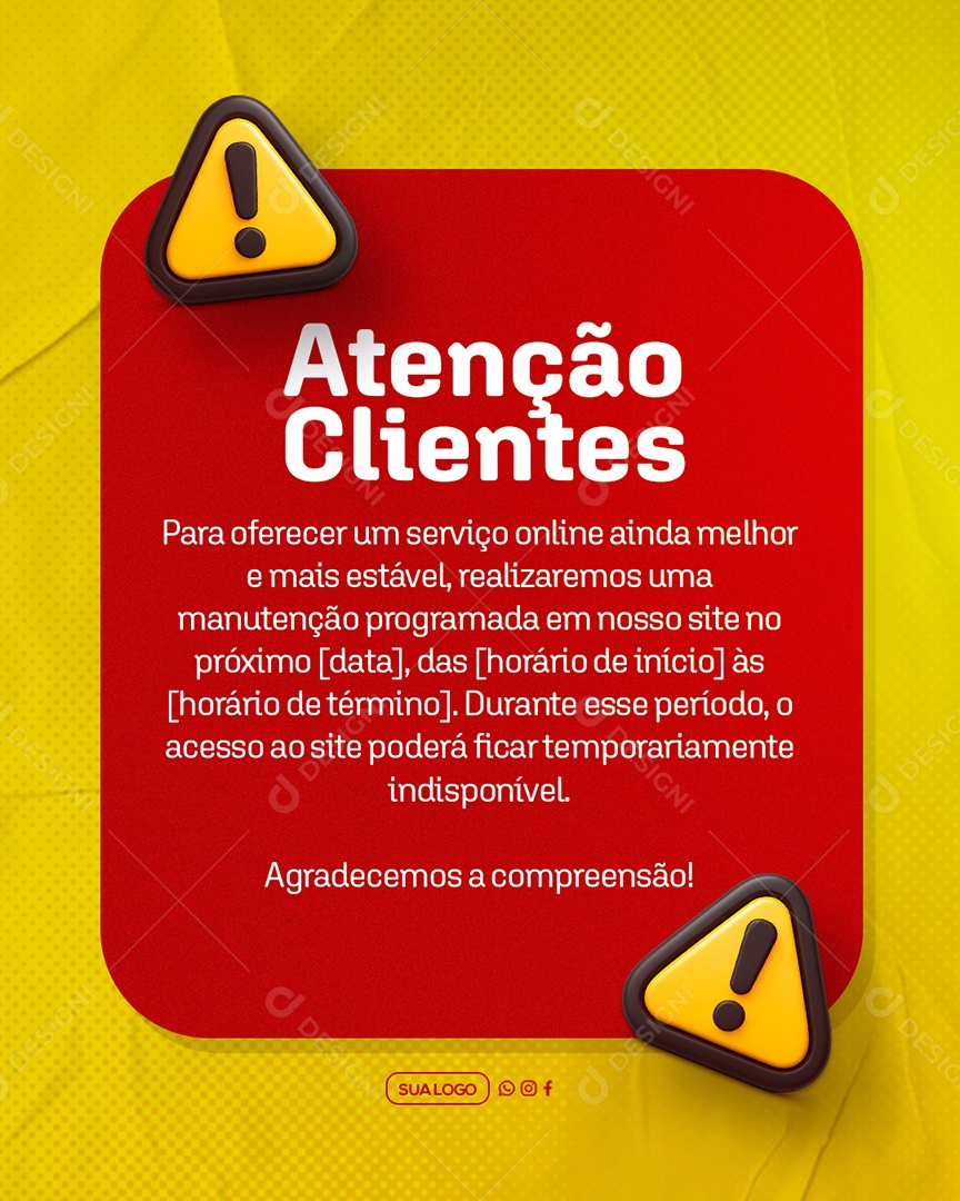Comunicado Atenção Social Media PSD Editável