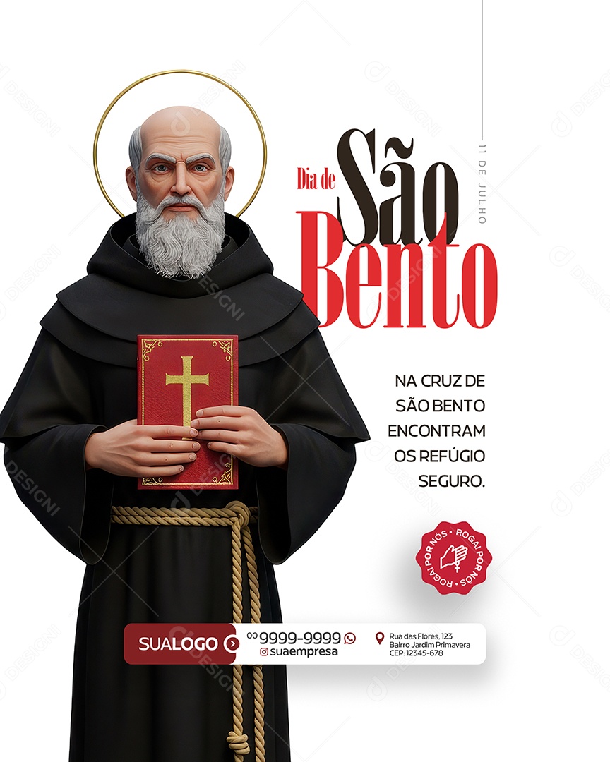 Dia de São Bento 11 de Julho Social Media PSD Editável