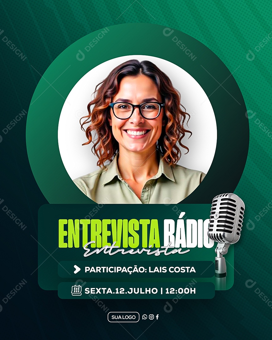 Entrevista Radio Central Social Media PSD Editável