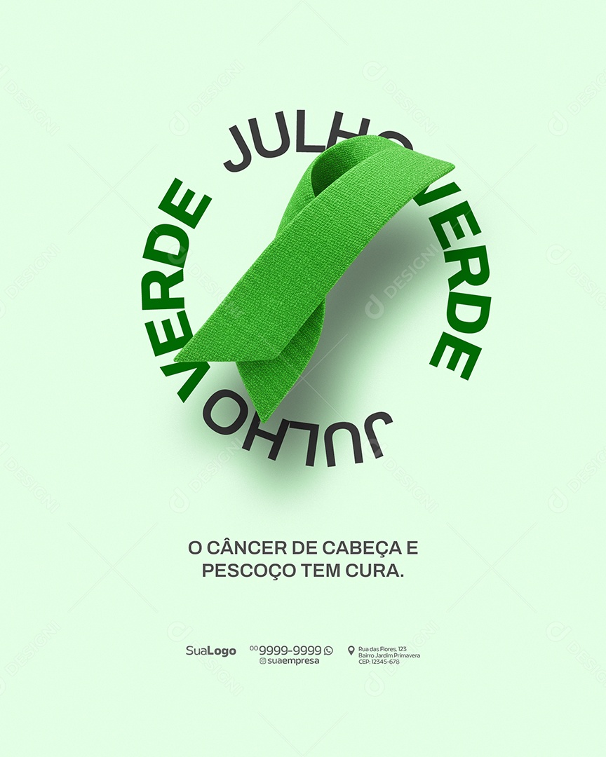 Julho Verde Previna o Câncer de Cabeça e Pescoço Social Media PSD Editável