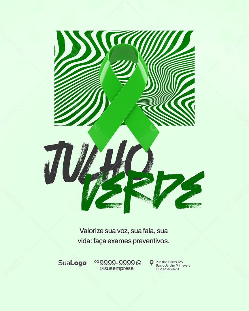 Julho Verde Previna o Câncer de Cabeça e Pescoço Social Media PSD Editável