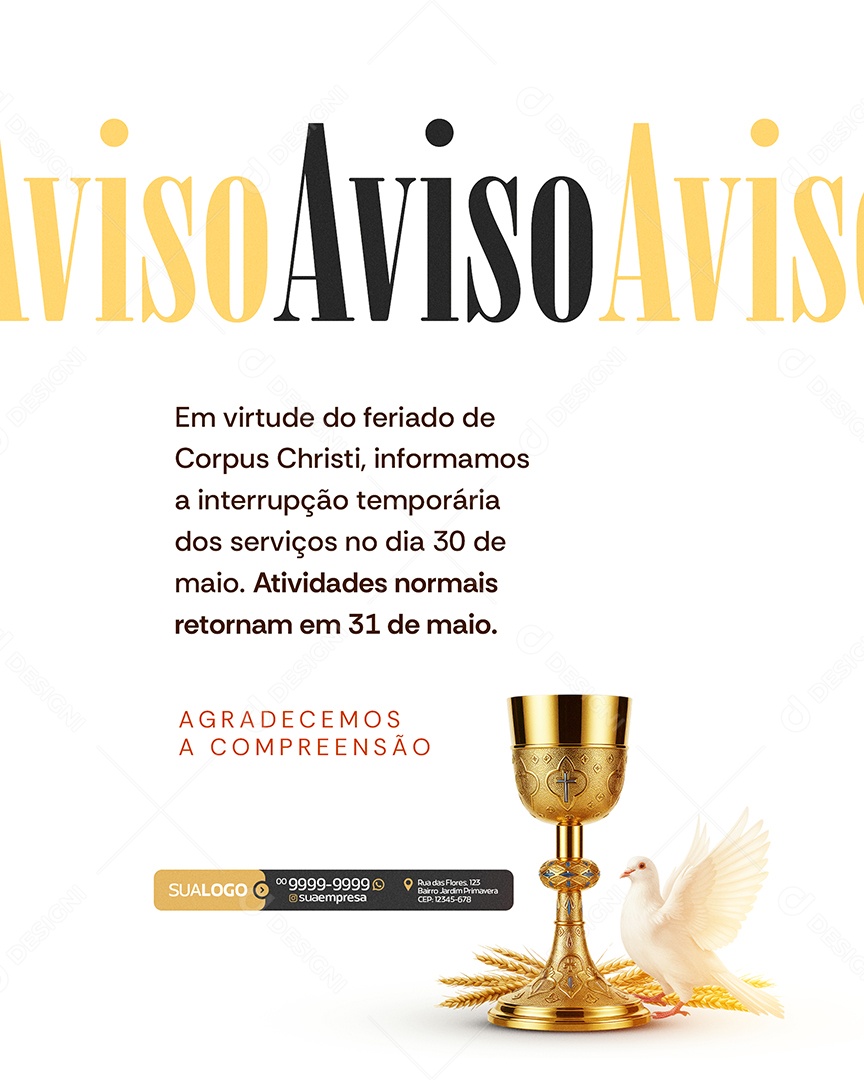 Dia de Corpus Christi 30 de Maio Social Media PSD Editável