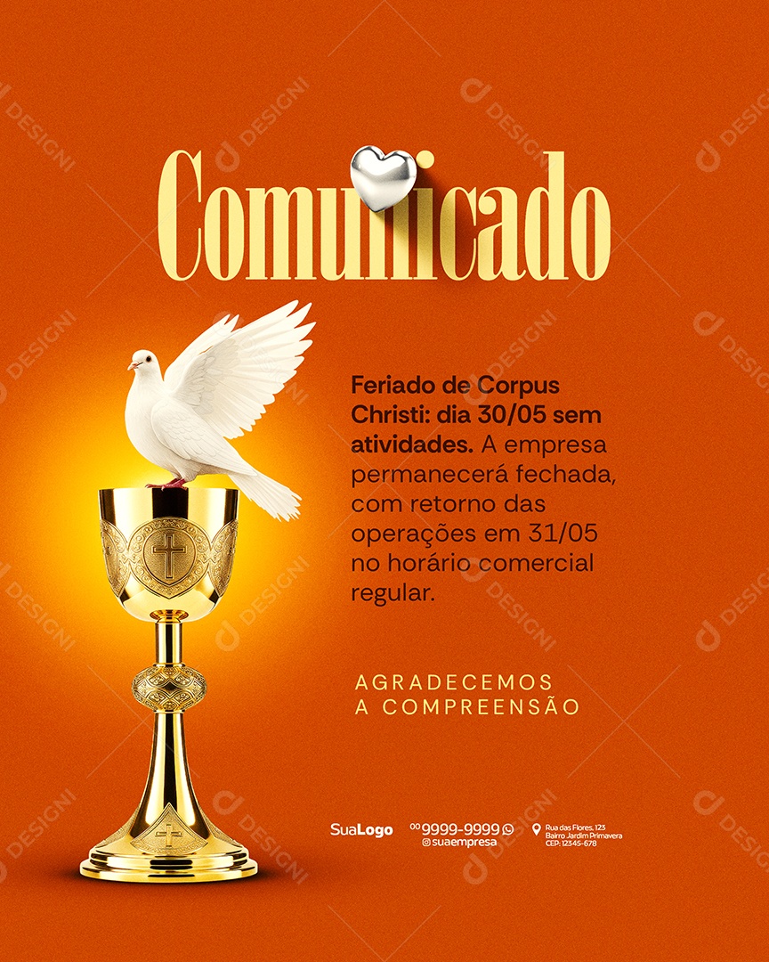 Dia de Corpus Christi 30 de Maio Social Media PSD Editável
