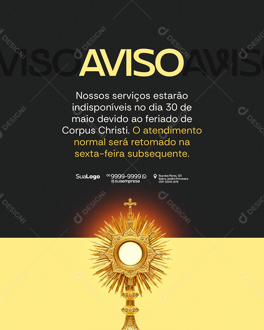 Dia de Corpus Christi 30 de Maio Social Media PSD Editável