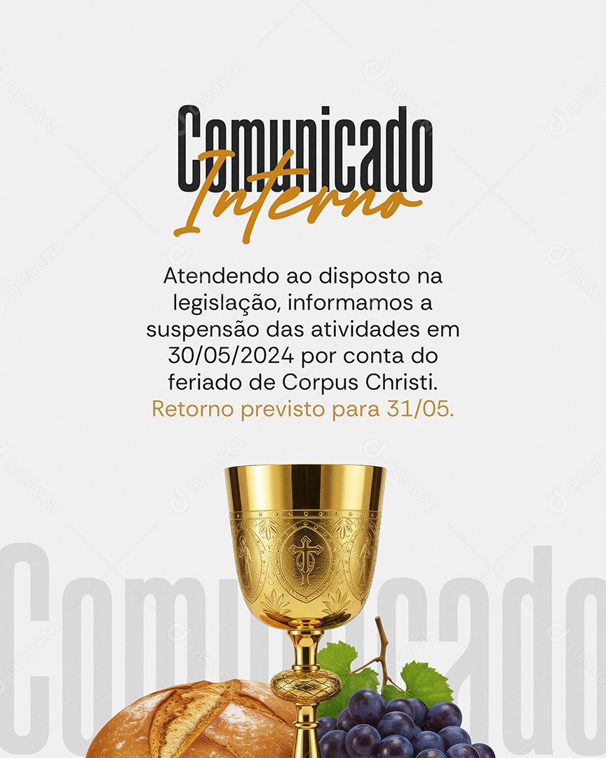 Dia de Corpus Christi 30 de Maio Social Media PSD Editável