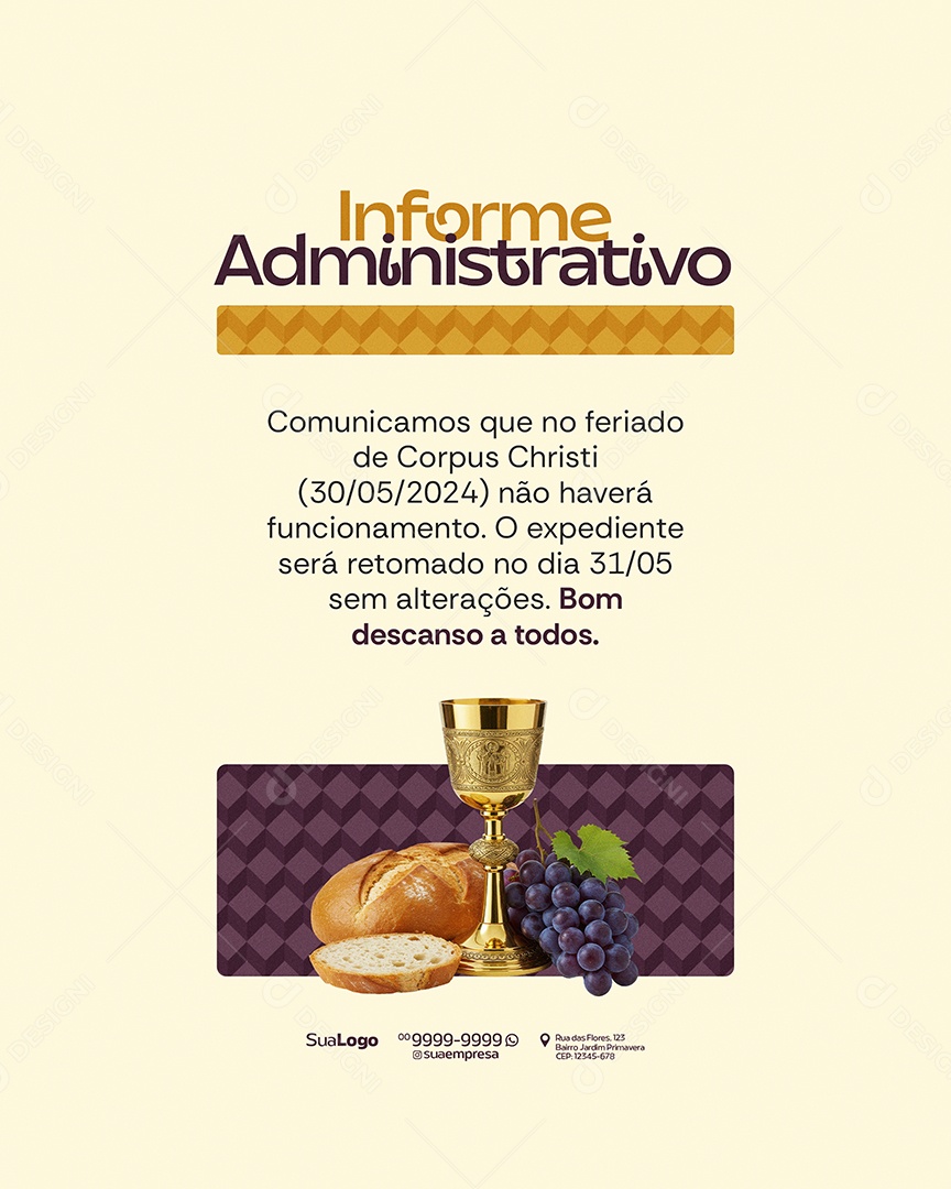 Dia de Corpus Christi 30 de Maio Social Media PSD Editável