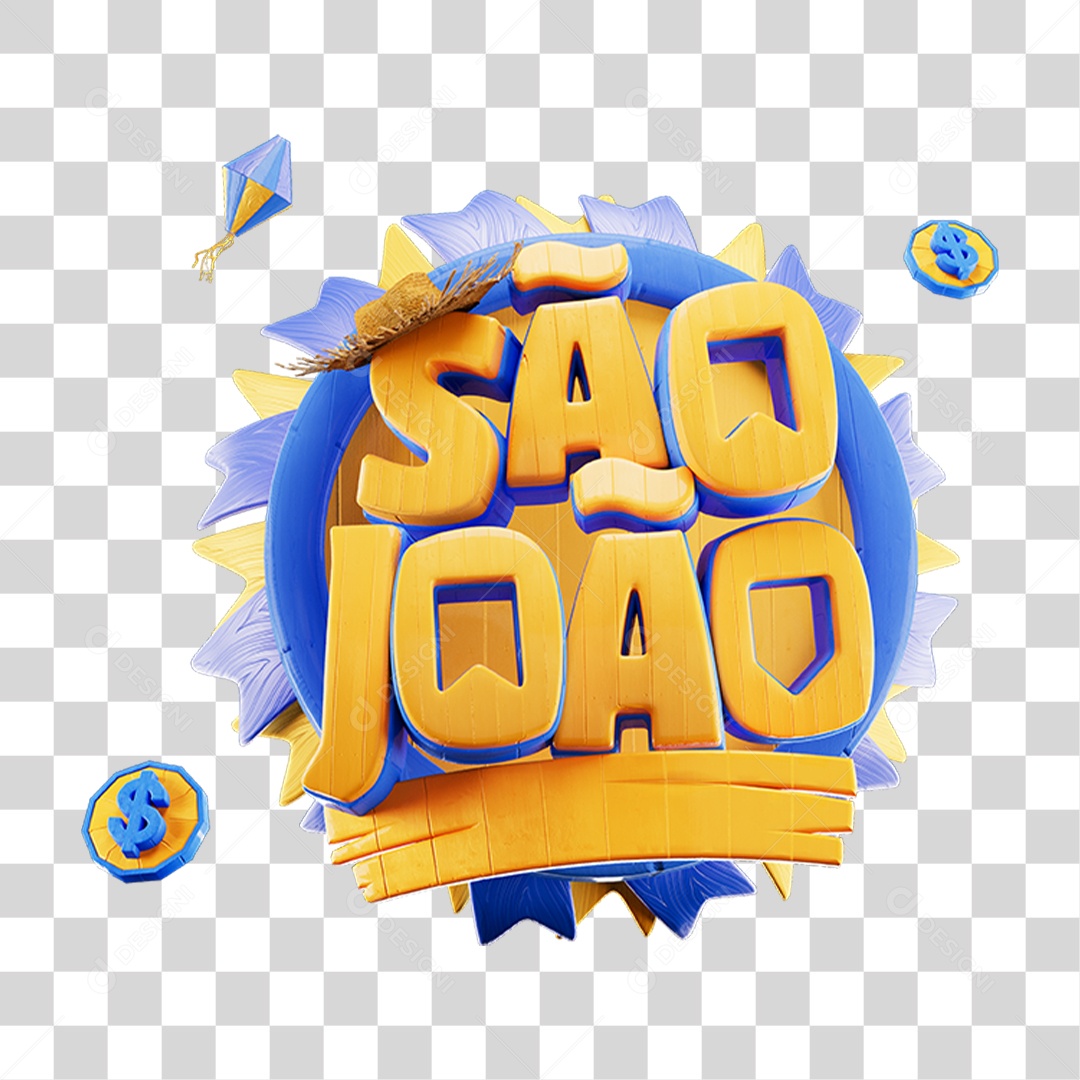 Selo 3D São João Para Composição PNG Transparente