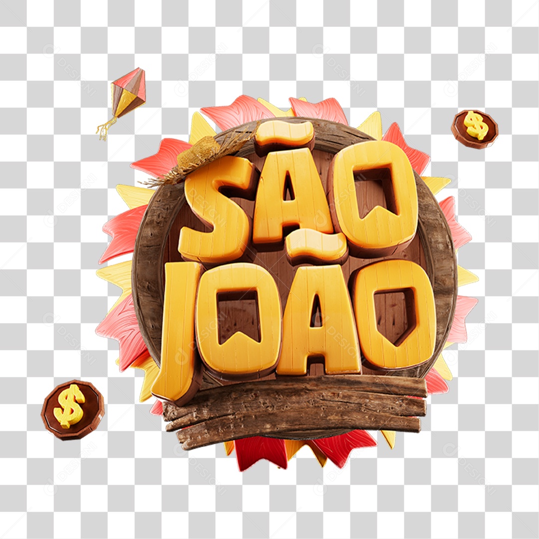 Selo 3D São João Para Composição PNG Transparente