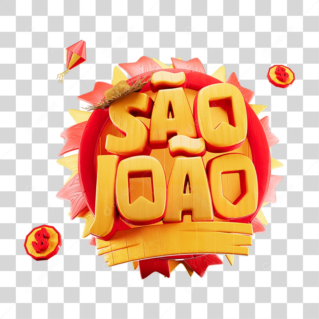 Selo 3D São João Para Composição PNG Transparente