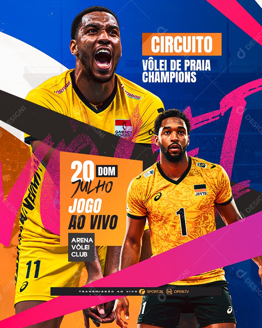 Circuito Vôlei de Praia Champions Social Media PSD Editável