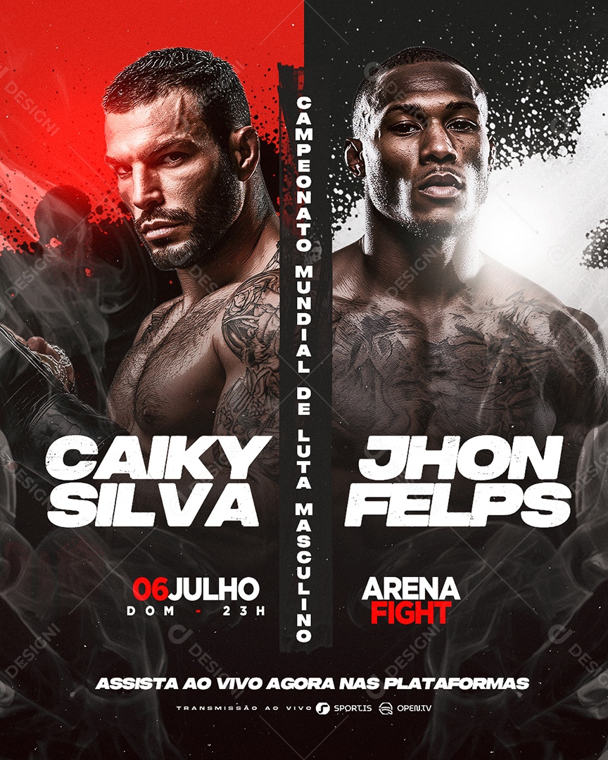 Campeonato Mundial de Luta Masculina Arena Fight Social Media PSD Editável