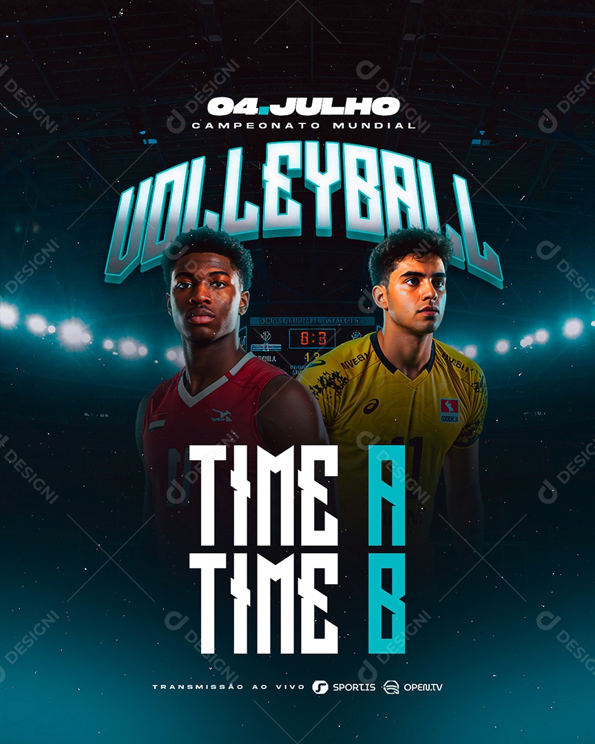 Campeonato Mundial de Volleyball Social Media PSD Editável