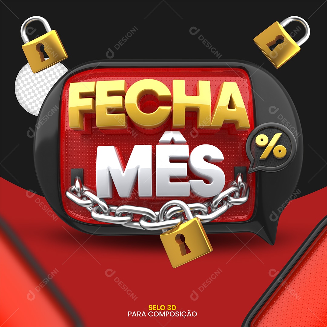 Fecha Mês Selo 3D para Composição PSD