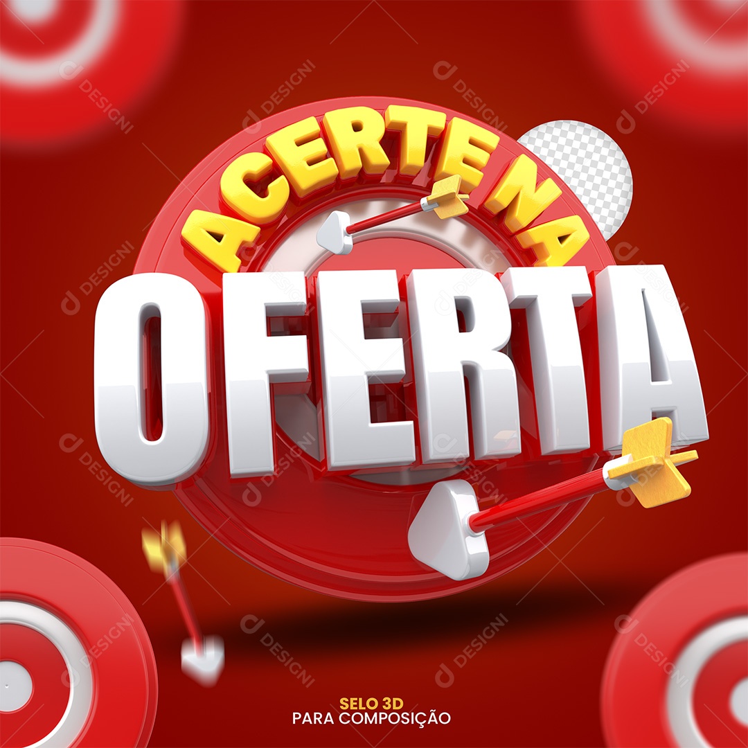 Acerte na Oferta Selo 3D Amarelo e Branco para Composição PSD