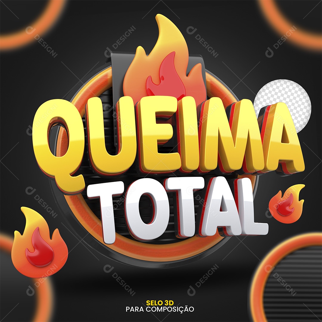 Queima Total Selo 3D para Composição PSD