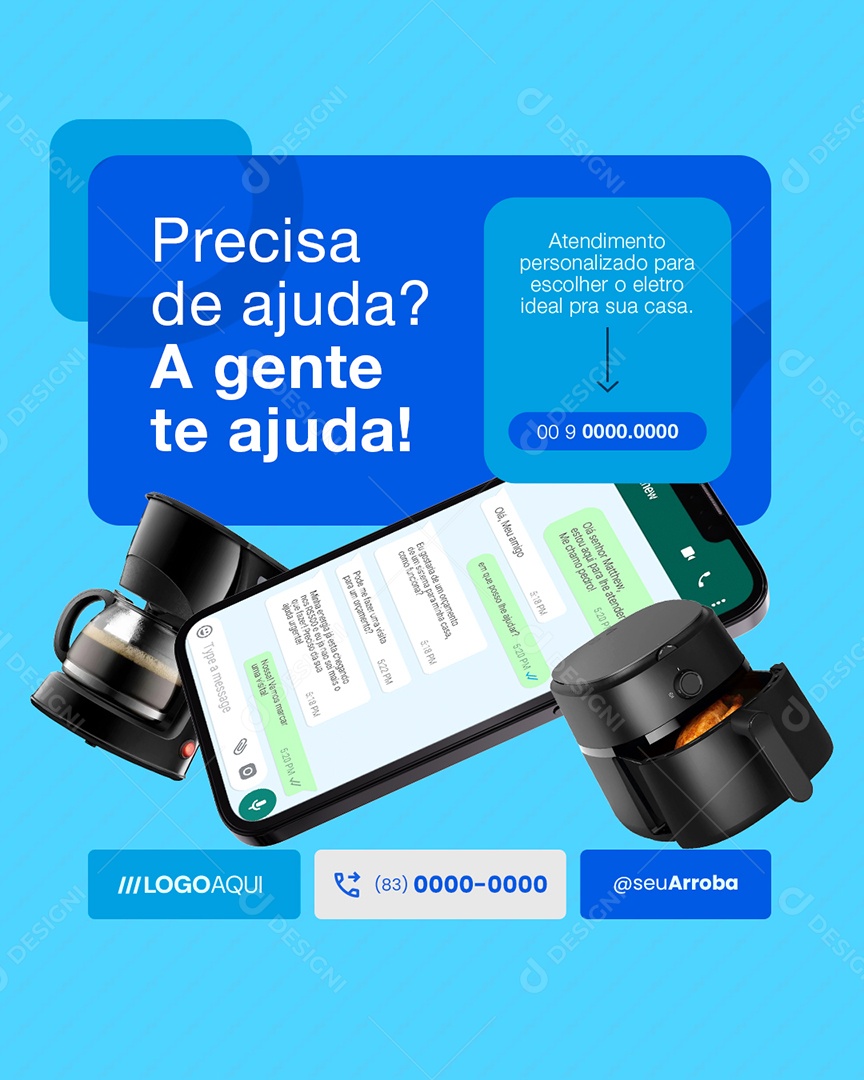 Loja de Eletrodomésticos Precisa de Ajuda A Gente Te Ajuda Social Media PSD Editável