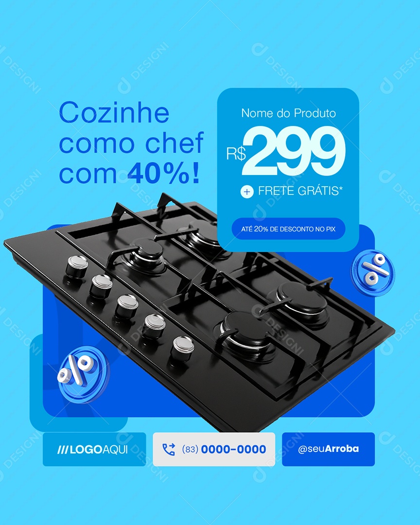 Loja de Eletrodomésticos Fogão Cooktop Social Media PSD Editável