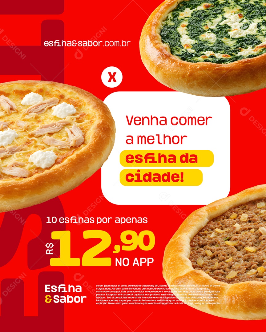 Esfiharia Venha Comer a Melhor Esfiha da Cidade Social Media PSD Editável