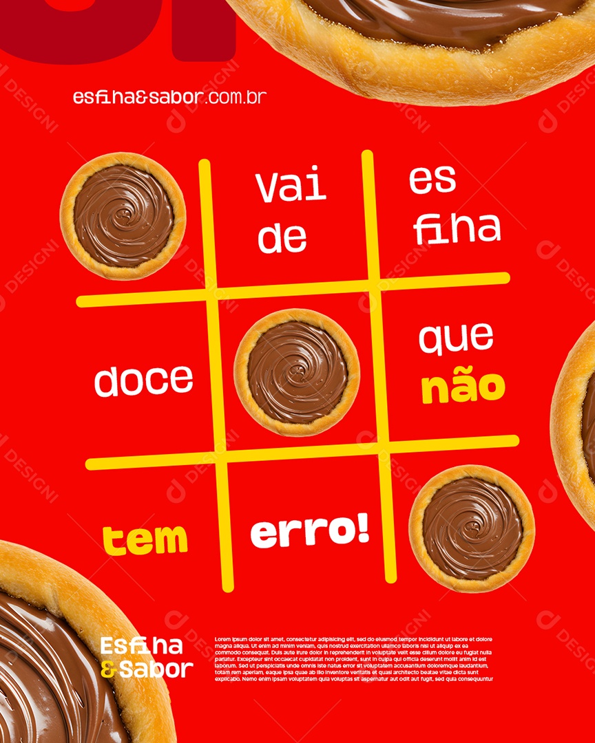 Esfiharia Vai de Esfiha Doce Que Não Tem Erro Social Media PSD Editável