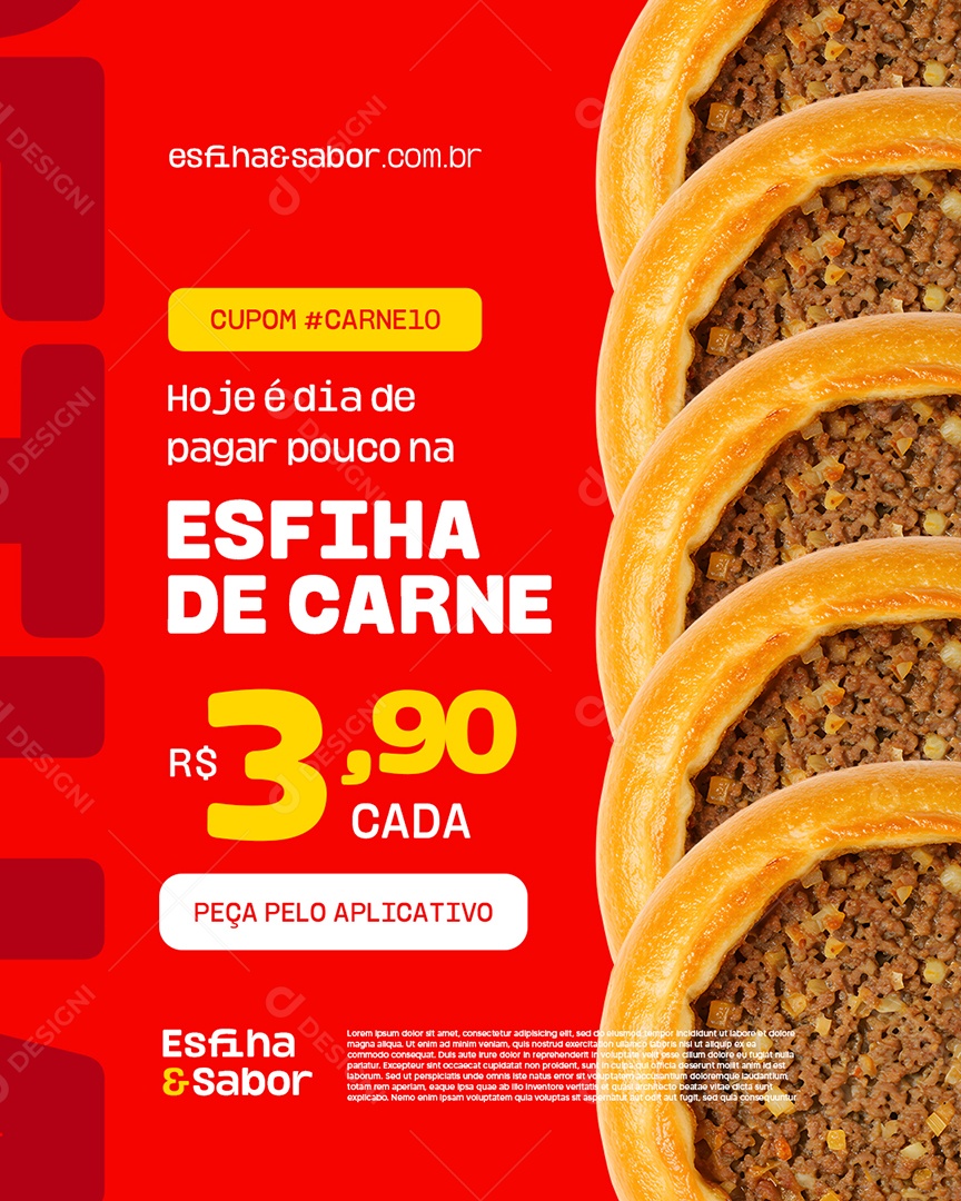 Esfiharia Hoje é Dia de Pagar Pouco na Esfiha de Carne Social Media PSD Editável