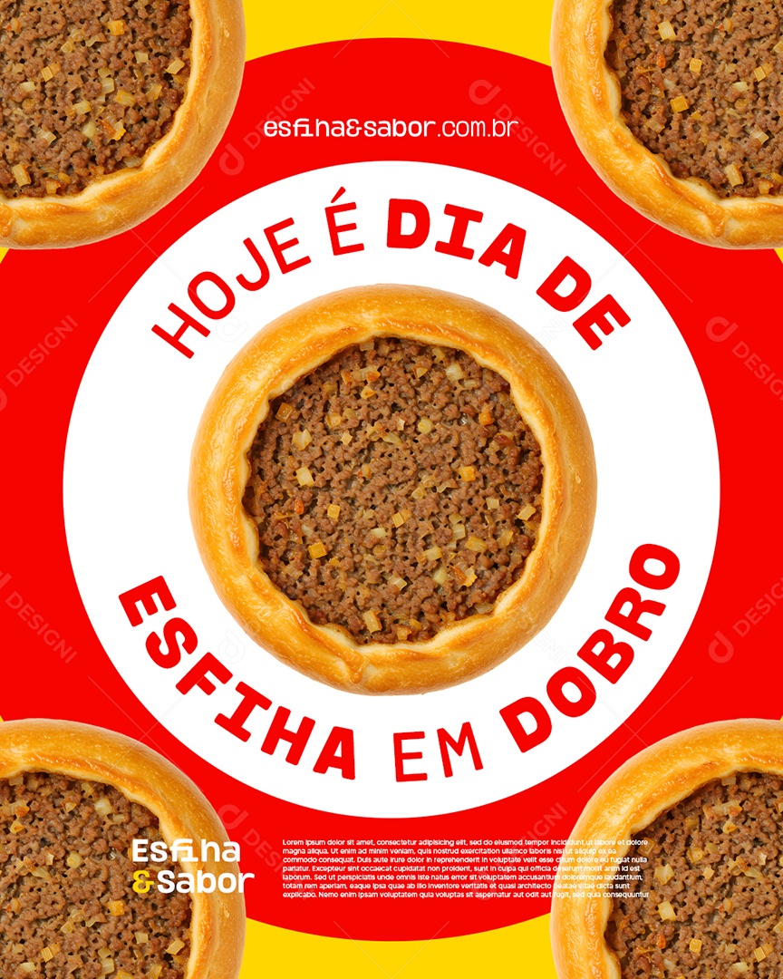 Esfiharia Hoje é Dia de Esfiha em Dobro Social Media PSD Editável