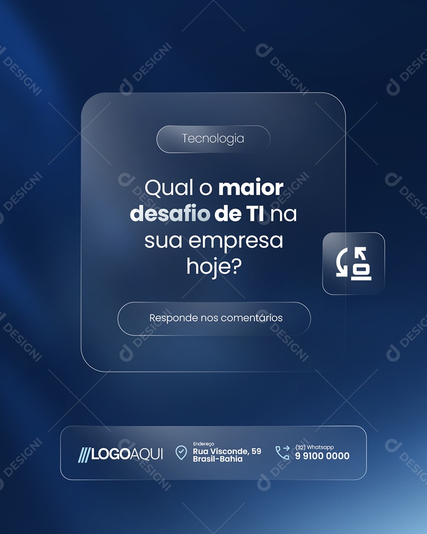 Tecnologia Qual o Maior Desafio de TI Social Media PSD Editável