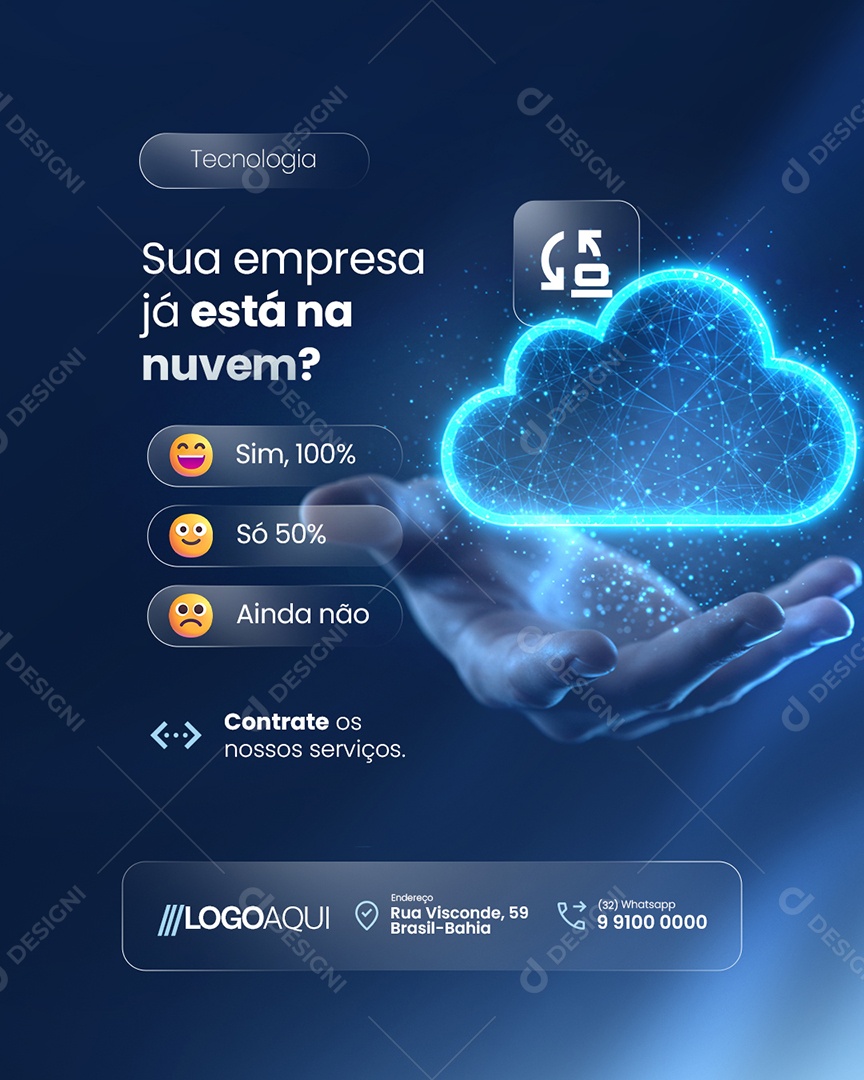 TI Tecnologia Sua Empresa Já Está na Nuvem Social Media PSD Editável