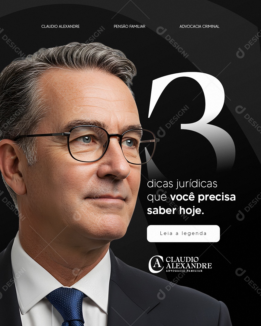 Advocacia Três Dicas Jurídicas Social Media PSD Editável