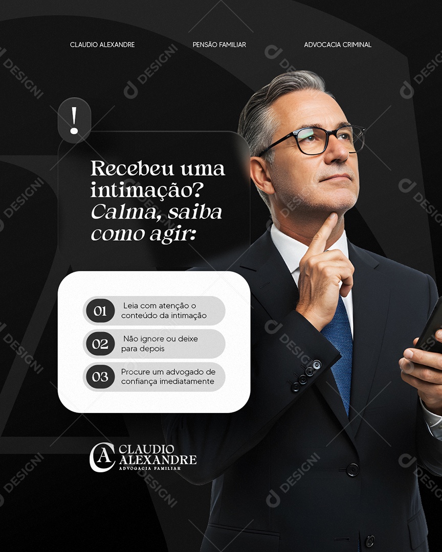 Advocacia Recebeu Uma Intimação Social Media PSD Editável