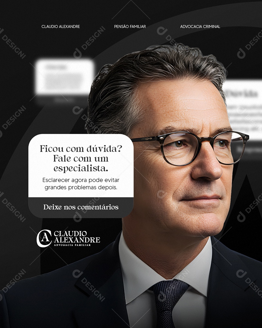 Advocacia Ficou com Dúvida Social Media PSD Editável