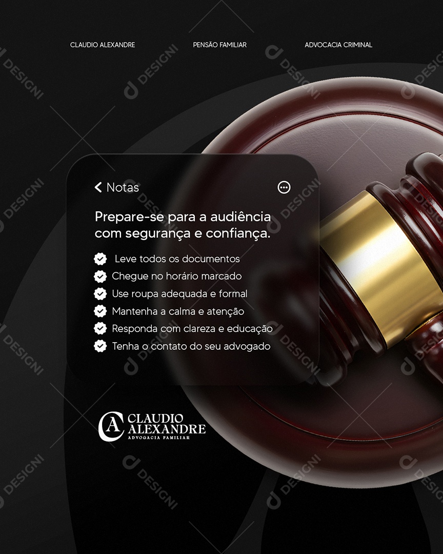 Advocacia Prepare-Se para a Audiência Social Media PSD Editável