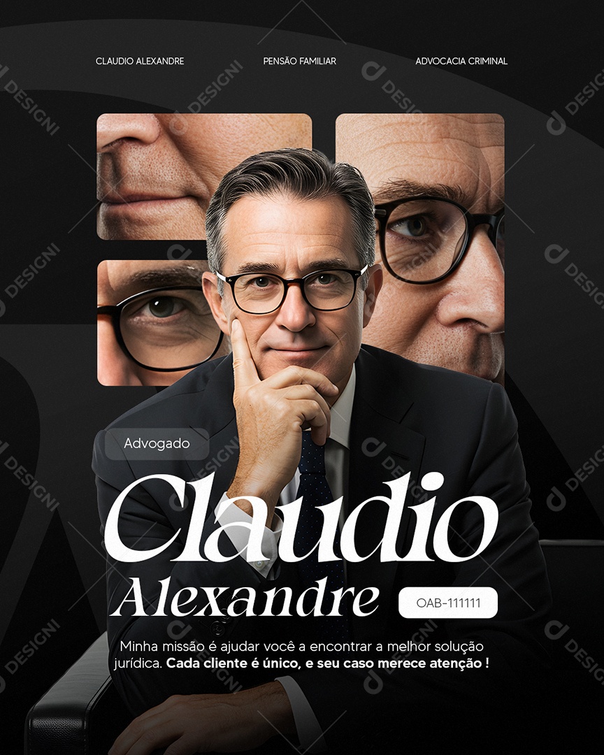 Advocacia Advogado Claudio Alexandre Social Media PSD Editável