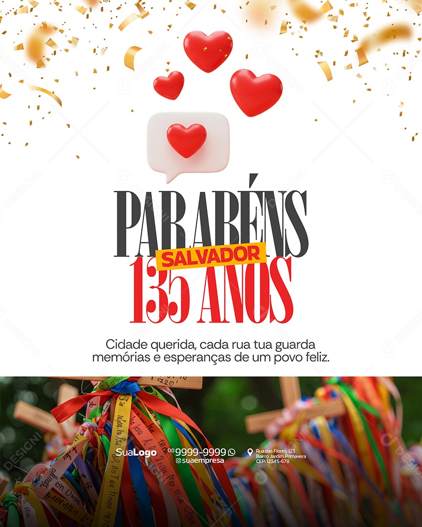 Parabéns Cidade pelos seus 135 Anos Social Media PSD Editável