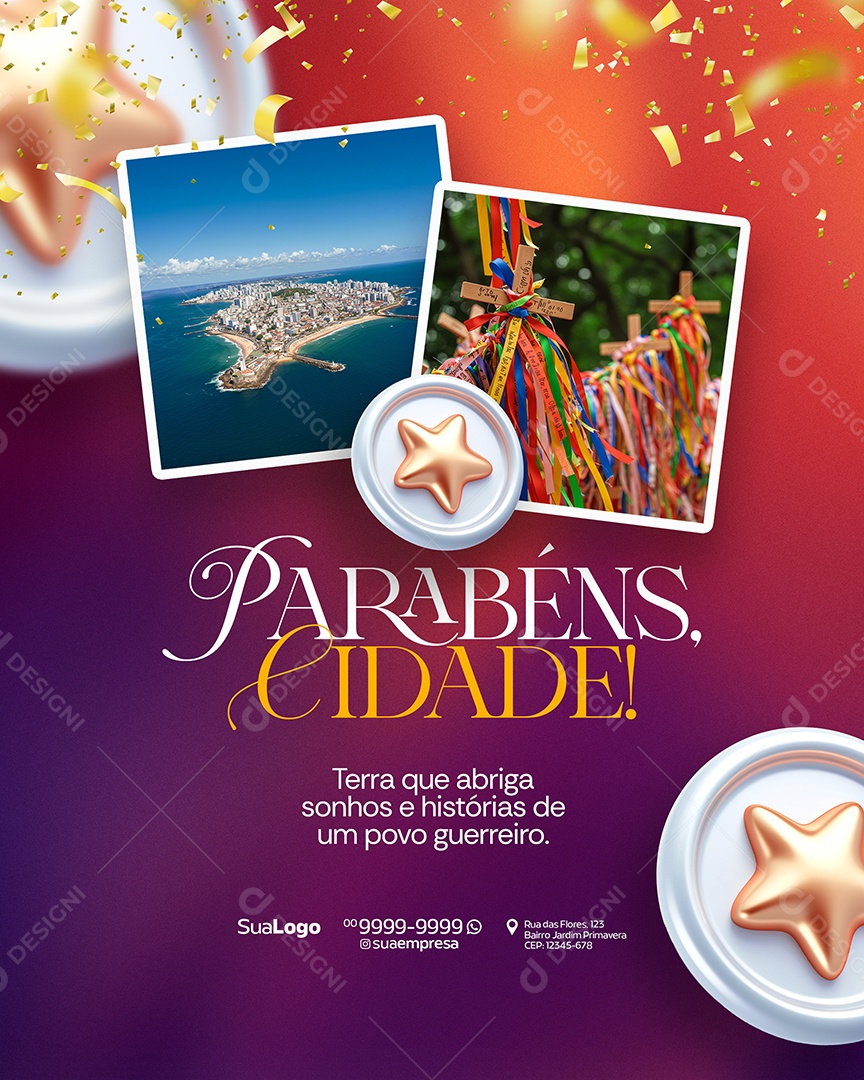 Parabéns Cidade pelos seus 50 Anos Social Media PSD Editável