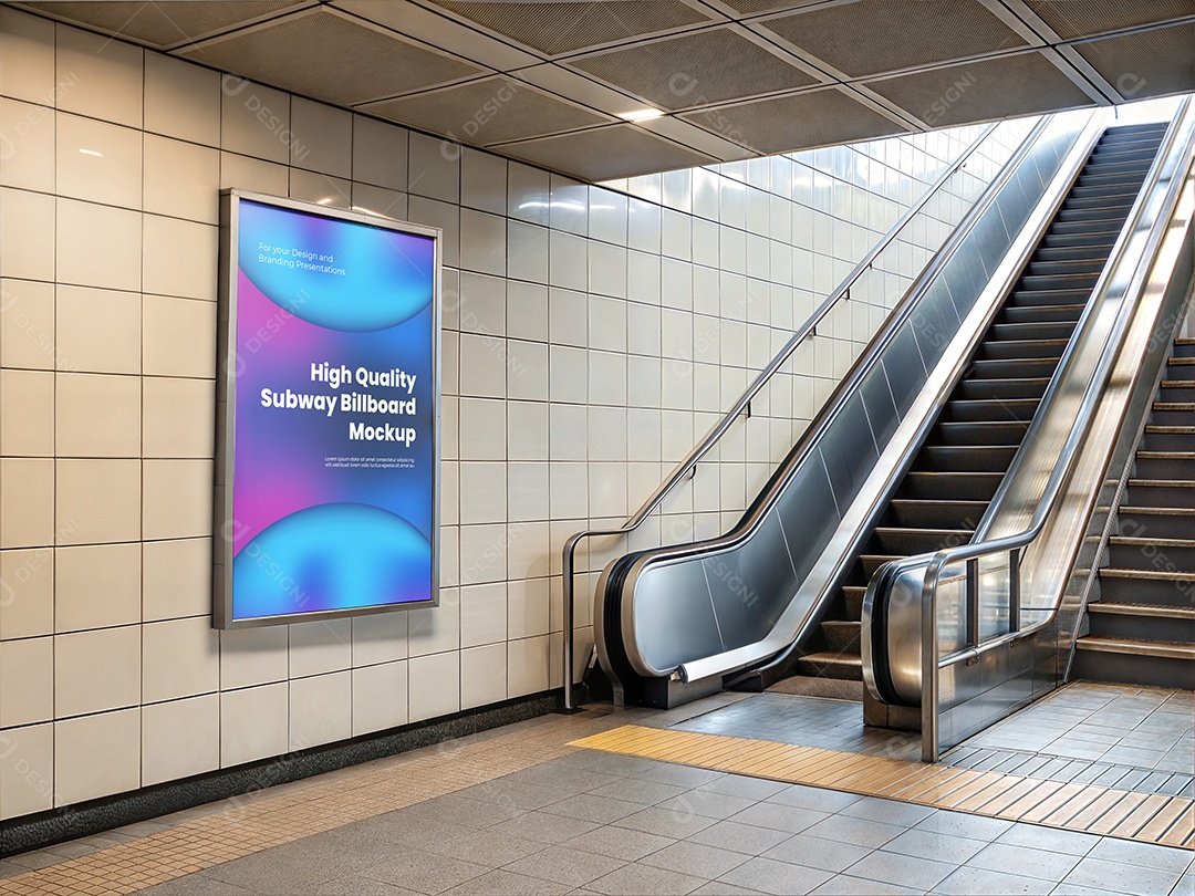 Mockup Anúncio Publicitário Em Metrô PSD Editável