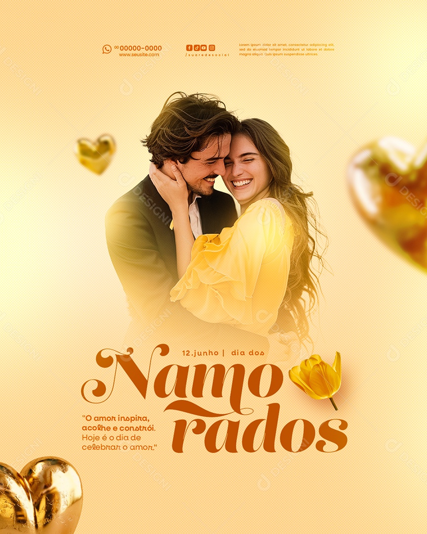 Feliz Dia dos Namorados 12 de junho Social Media PSD Editável