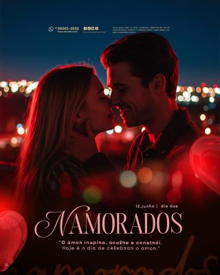 Feliz Dia dos Namorados 12 de junho Social Media PSD Editável